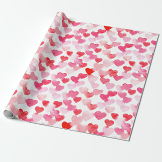 Valentines day Red & Rosa Watercolor Hearts Presentpapper