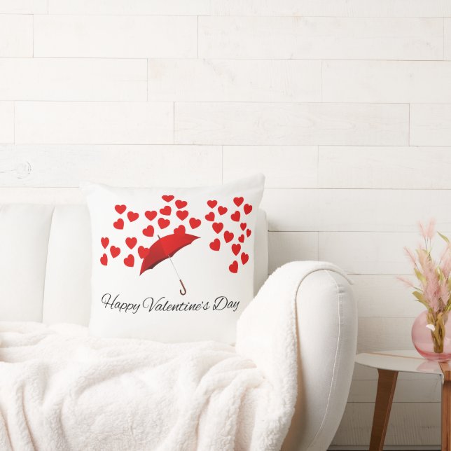 Valentine's Day Red Umbrella & Heart Romantic Gift Kudde (Soffa)