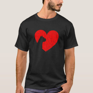 Valentines Day Retro Hearts Boxer Dog Puppy Lover T Shirt