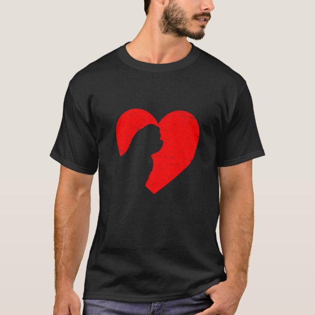 Valentines day Retro Hearts Malta Hund Puppy Kärle T Shirt (Framsida)