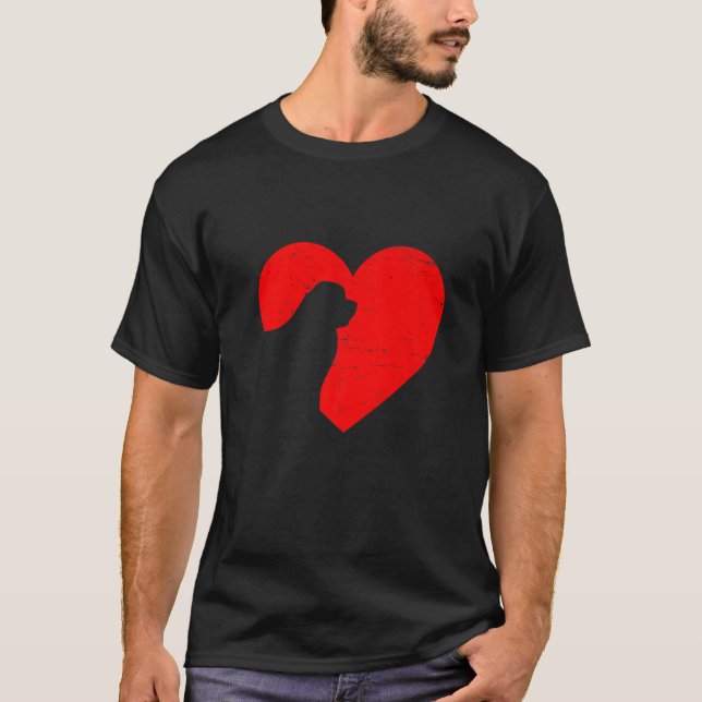 Valentines Day Retro Hearts Newfoundland Dog Puppy T Shirt (Framsida)