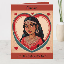 VALENTINE'S DAY Retroasiatisk flicka vikbart kort