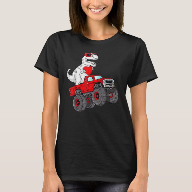 Valentines day Rex Riding Monster Lastbil Småbarn  T Shirt (Framsida)