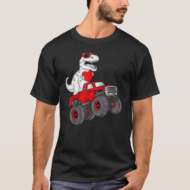 Valentines Day Rex Riding Monster Truck  Toddler B T Shirt (Framsida)