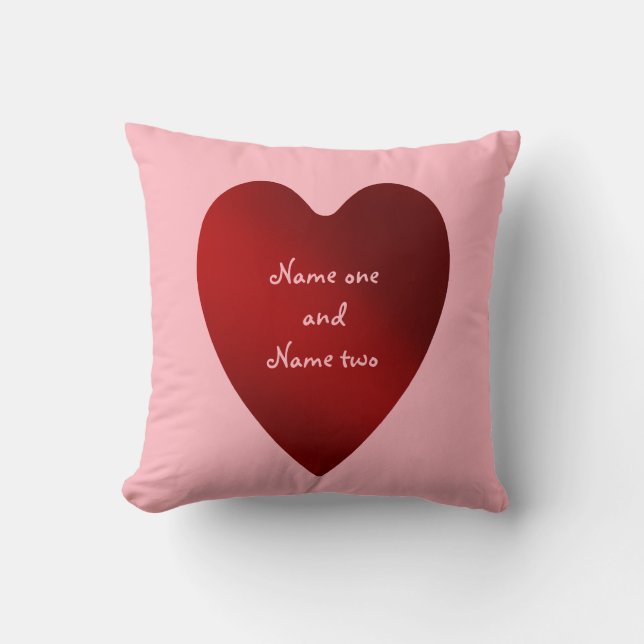 Valentines day-röda hjärtan mönster par namn kudde (Framsida)