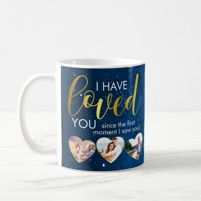 Valentines day Romantic Loved Heart Photo Collage Kaffemugg (Vänster)