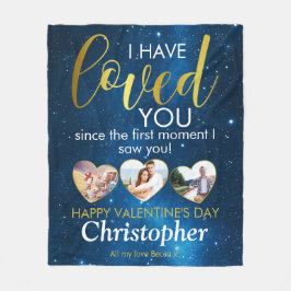 Valentines day Romantic Loved Photo Collage Heart Fleecefilt