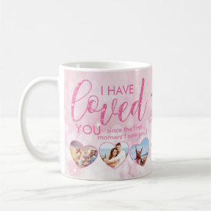Valentines day Rosa älskade hjärtfoto kollage Kaffemugg