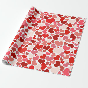 valentines day rosa hjärtan som omsluter pappra presentpapper