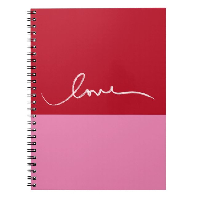 Valentines day Rosa & Red Colorblock Heart Bok Anteckningsbok (Framsidan)