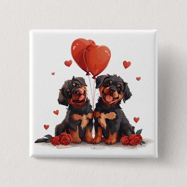 Valentines day Rottweiler Hundar Knapp (Framsida)