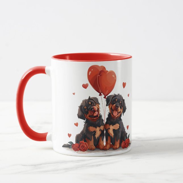 Valentines day Rottweiler Hundar Mugg (Vänster)