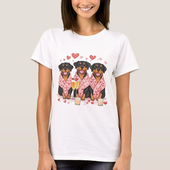 Valentines day Rottweiler Hundar T Shirt (Framsida)
