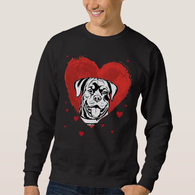 Valentines day Rottweiler Kärlek Heart Lång Ärmad Tröja (Framsida)