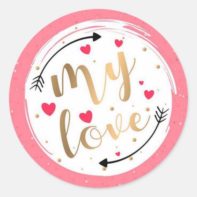 Valentines day runt klistermärke (Framsida)