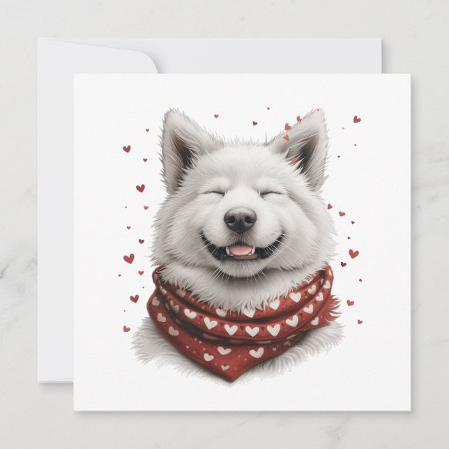 Valentines Day Samoyed Dog Julkort (Framsida)