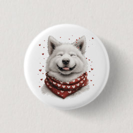 Valentines Day Samoyed Dog Knapp