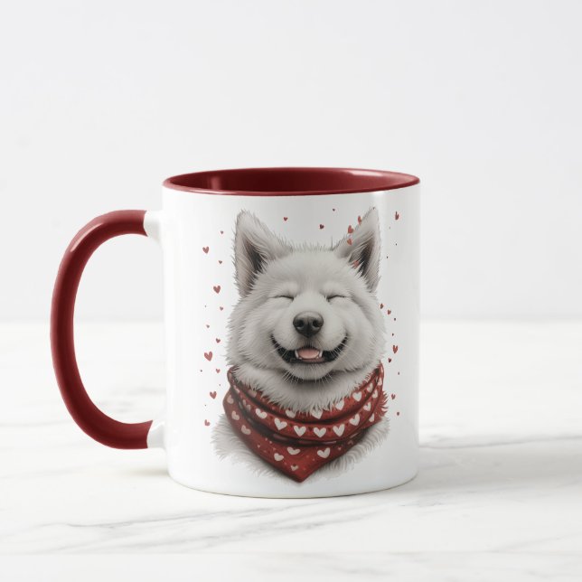 Valentines Day Samoyed Dog Mugg (Vänster)