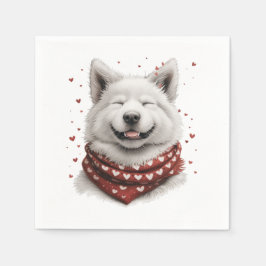 Valentines Day Samoyed Dog Pappersservett