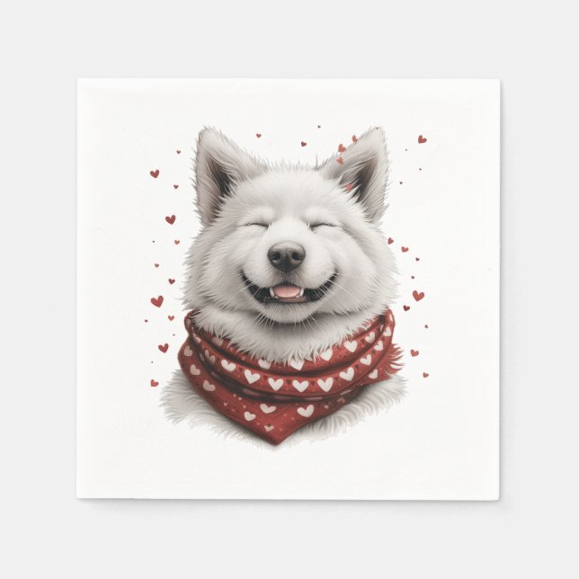 Valentines Day Samoyed Dog Pappersservett (Framsidan)