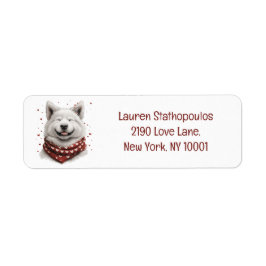Valentines Day Samoyed Dog Returadress Etikett