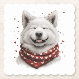 Valentines Day Samoyed Dog Underlägg Papper