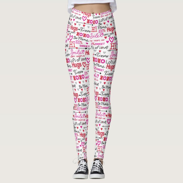 Valentine's Day Sayings Word Collage Leggings (Framsida)