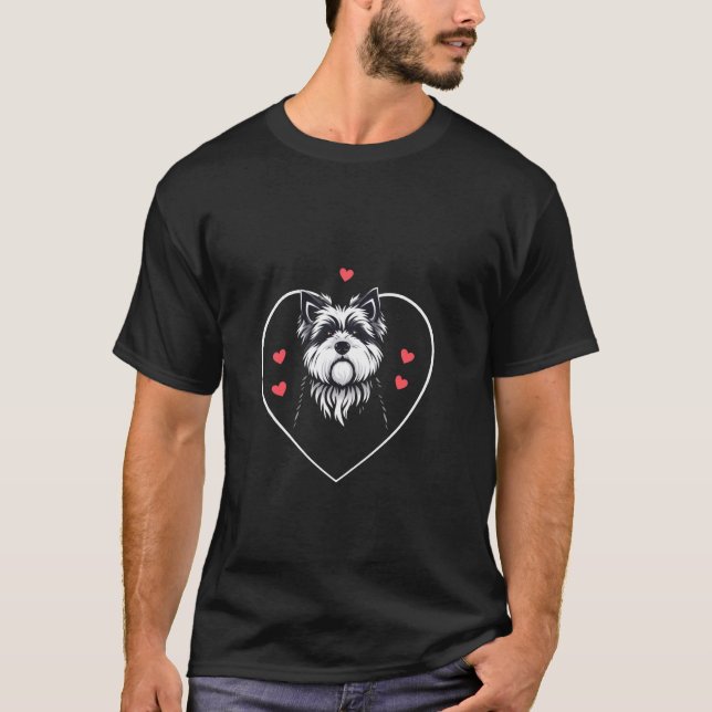 Valentine's Day Schnauzer Dog Heart 1 T Shirt (Framsida)