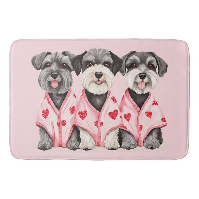Valentines day Schnauzer Hundar Badrumsmatta (Framsidan)