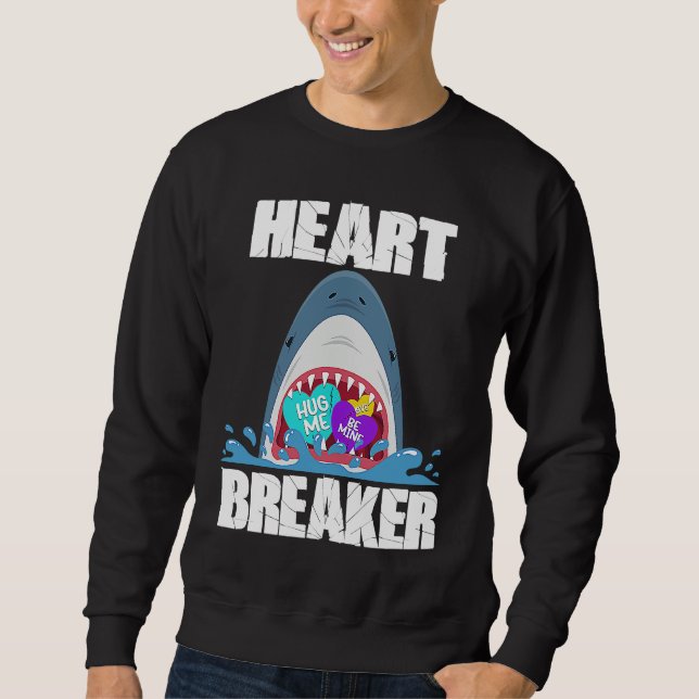 Valentines Day Shark Heart Breaker  Boys Kids  1 Lång Ärmad Tröja (Framsida)