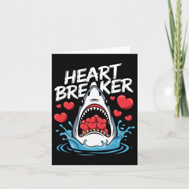Valentines day Shark Heart Breaker Boys Kids Kort (Framsida)