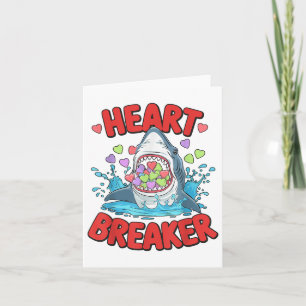 Valentines day Shark Heart Breaker Funny Boys Kids Kort