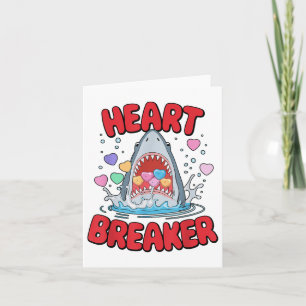 Valentines day Shark Heart Breaker Funny Boys Kids Kort