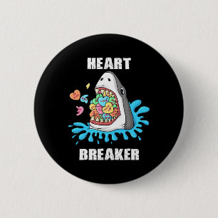 Valentines day Shark Heart Breaker Roligt Boys Kid Knapp