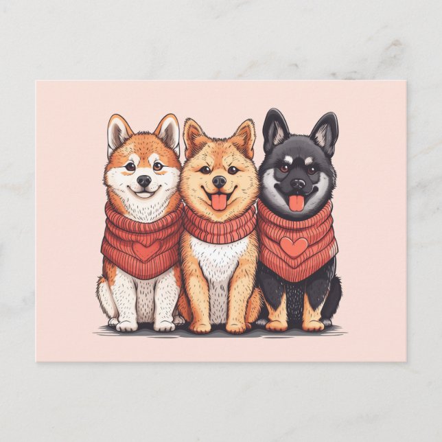 Valentines day Shiba Inu Hundar Vykort (Framsida)