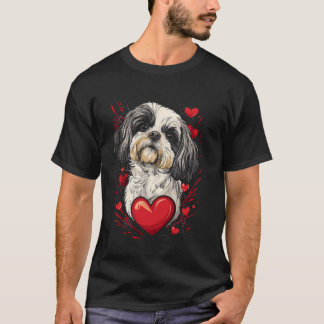 Valentine's Day Shih Tzu Dog Vector T Shirt