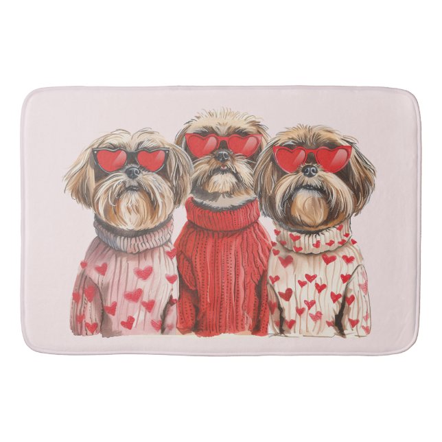 Valentines day Shih Tzu Hundar Badrumsmatta (Framsidan)