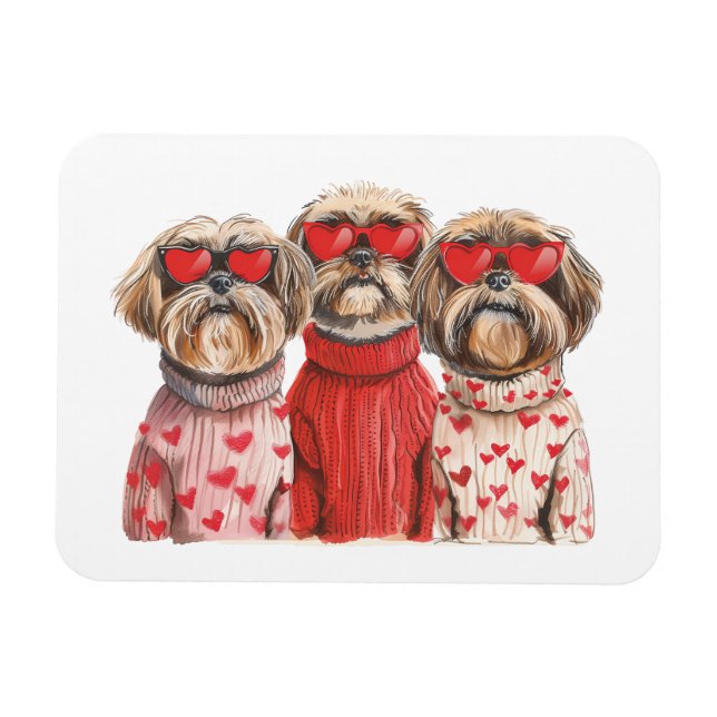 Valentines day Shih Tzu Hundar Magnet (Horisontell)