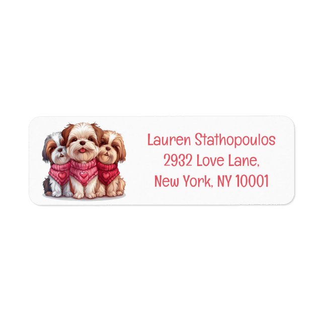 Valentines day Shih Tzu Hundar Returadress Etikett (Framsidan)