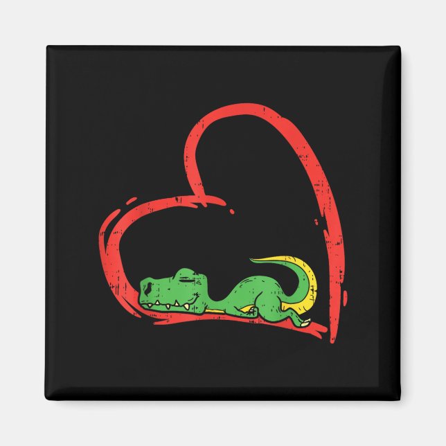 Valentines Day Shirt Funny Heart Trex Sleeng Dinos Magnet (Framsidan)