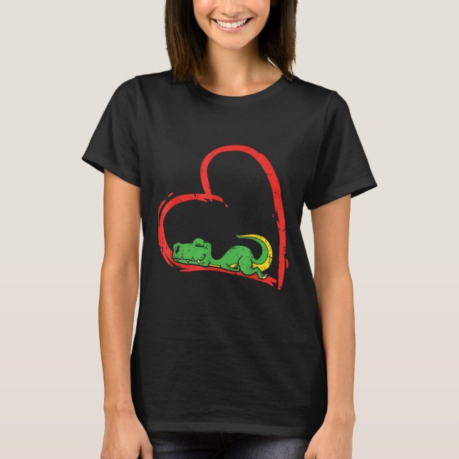 Valentines Day Shirt Funny Heart Trex Sleeng Dinos T Shirt (Framsida)