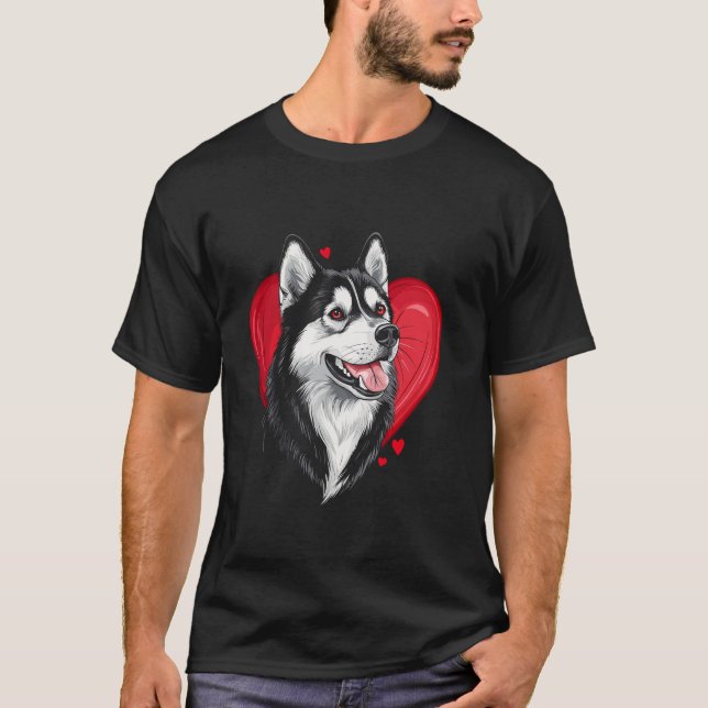 Valentine's Day Siberian Husky Vector T Shirt (Framsida)