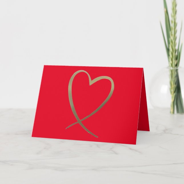 Valentines day Simple Heart Red Helgkort (Framsida)