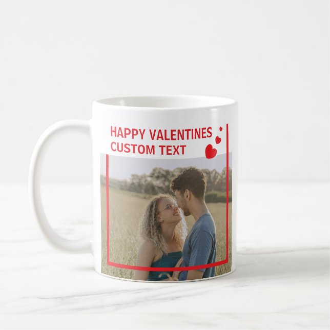 Valentines Day Simple Hearts Custom Photo Kaffemugg (Vänster)