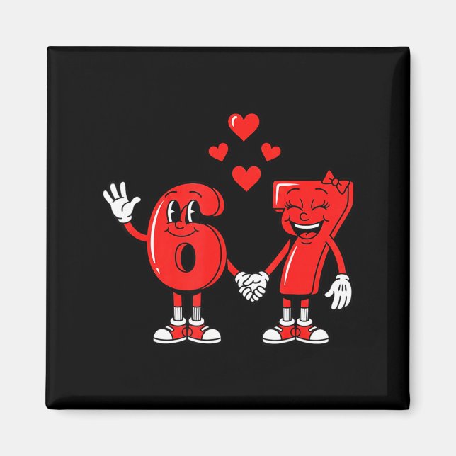 Valentine's Day Six Seven Hearts 6 7 Meme Gen Alph Magnet (Framsidan)
