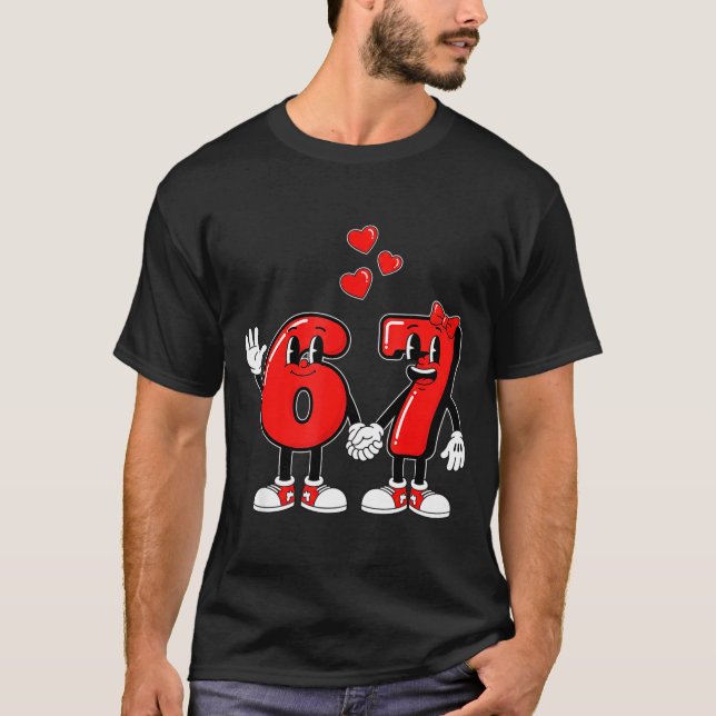 Valentine's Day Six Seven Hearts 6 7 Meme Gen Alph T Shirt (Framsida)