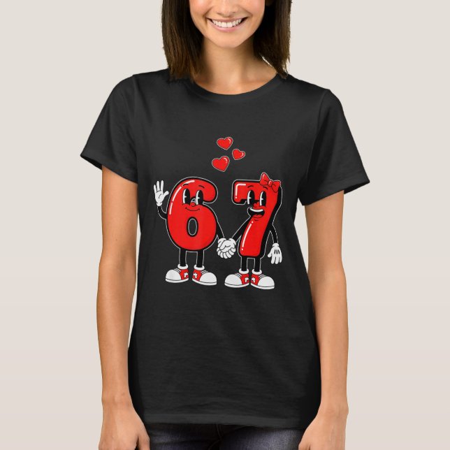 Valentine's Day Six Seven Hearts 6 7 Meme Gen Alph T Shirt (Framsida)