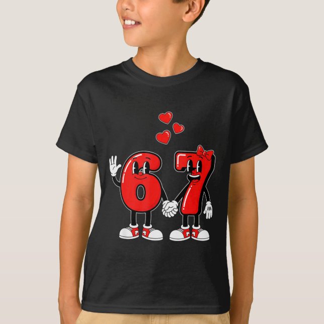 Valentine's Day Six Seven Hearts 6 7 Meme Gen Alph T Shirt (Framsida)