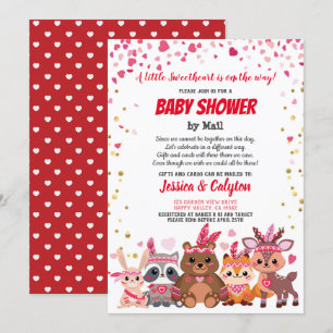 Valentines day Sloth Girl Baby Shower by Mail Rosa Inbjudningar