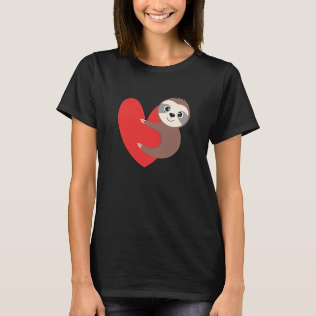 Valentine's Day Sloth Heart Sloth Animal Sloth Lov T Shirt (Framsida)
